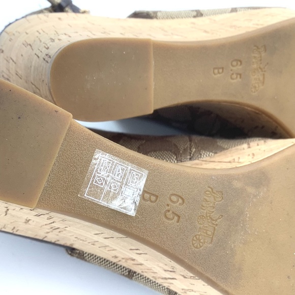 Coach Ferry Signature Jaquard Fabric Wedges Platform Sandals 6.5B - Picture 14 of 15